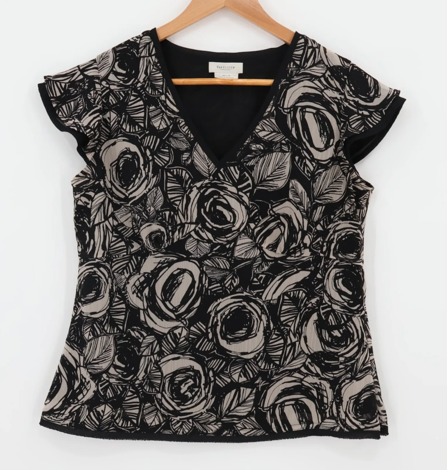 Product image for Whimsigoth Sheer Overlay Babydoll Top Dark Fairy Grunge Office Siren Size M - Van Heusen