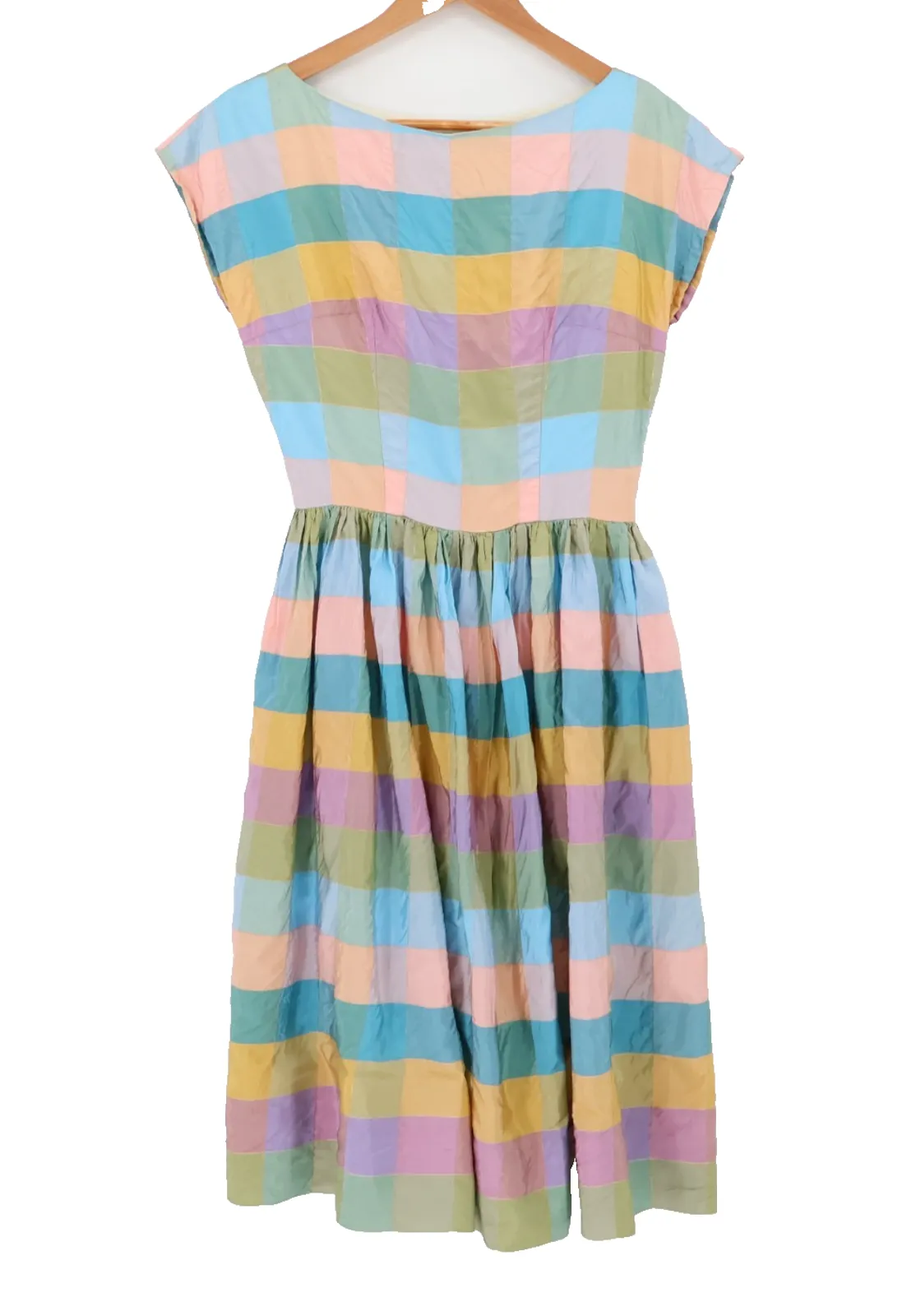 Product image for Vintage Handmade Plaid Dress 50s Housewife Pastel Plaid Secretary Twee Size XS - pre-owned---excellent - Handmade