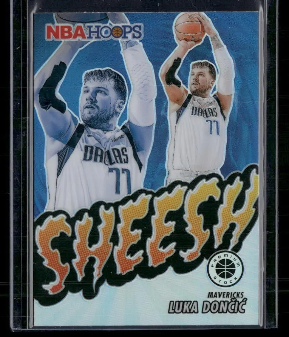 Product image for 2023-24 Hoops Premium Stock #16 Luka Doncic Sheesh Silver Prizm Dallas Mavericks