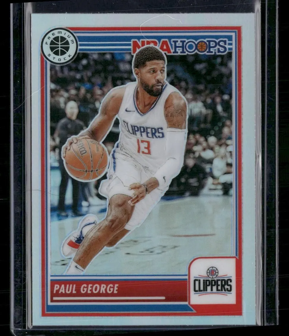 Product image for 2023-24 Hoops Premium Stock #20 Paul George Silver Prizm Los Angeles Clippers
