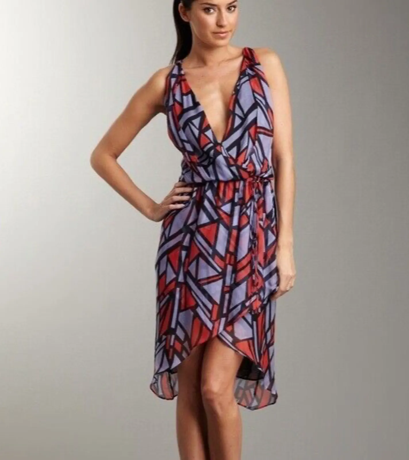 Robert Rodriguez Stained glass print silk dress red lavender SIZE 6 Party RARE - 6 - 495 - Dresses - pre-owned---good - Robert Rodriguez1