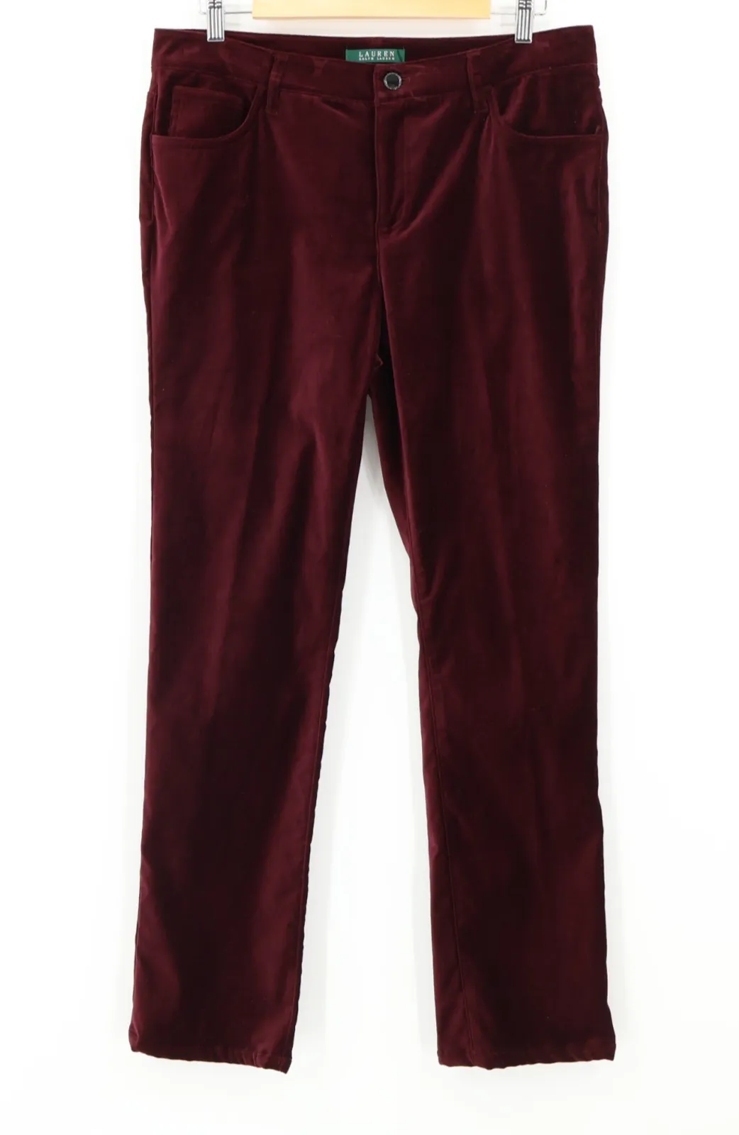 Product image for Lauren Ralph Lauren Burgundy Velvet Pants Womens Holiday Fall Winter Size 10 - Lauren Ralph Lauren