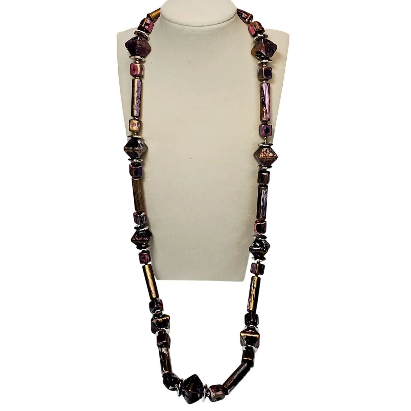 Product image for Painted Beaded Necklace 24" Long Vtg Costume Jewelry - 24" - Necklace - pre-owned---excellent