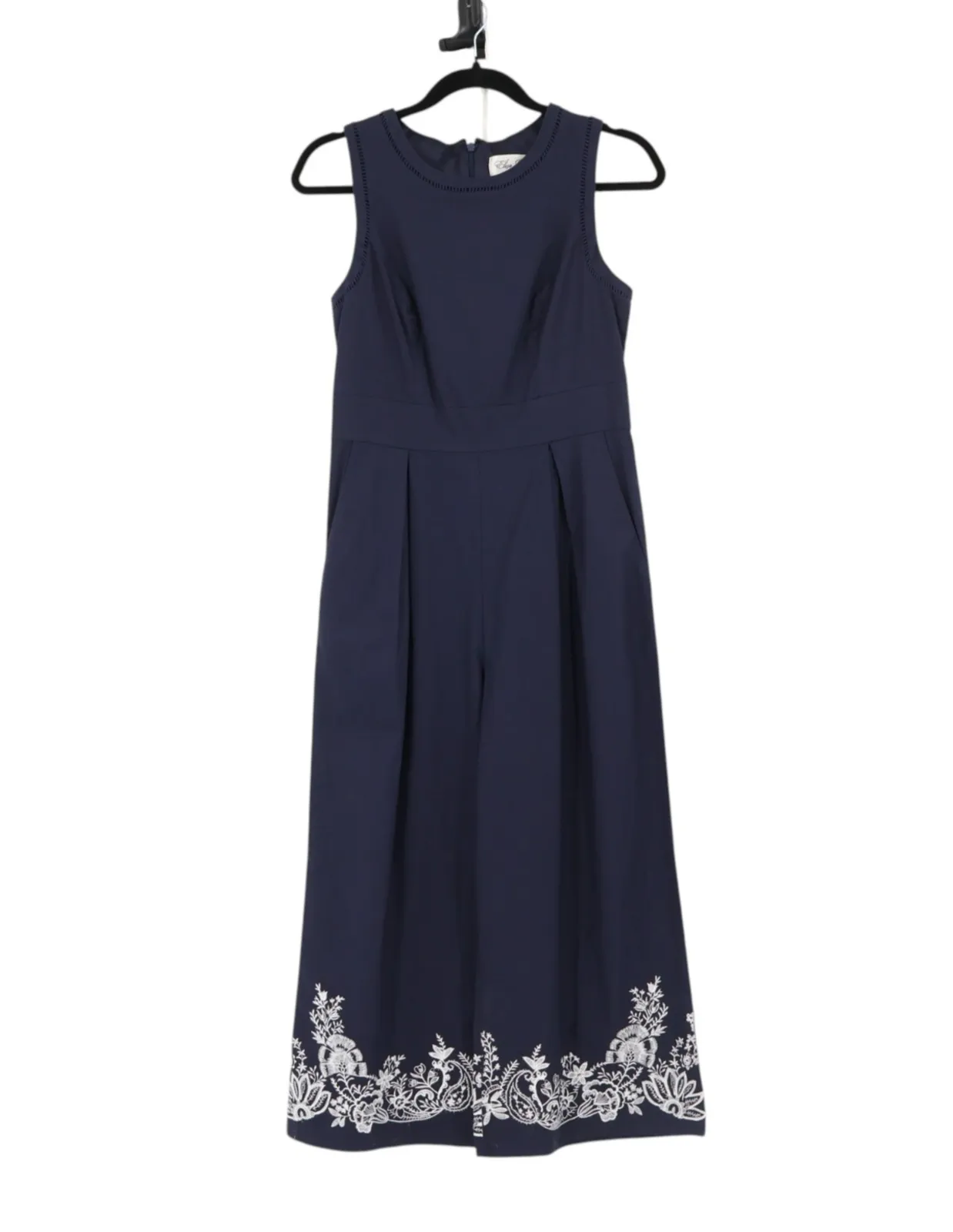 Product image for Eliza J Embroidered Wide Leg Jumpsuit Preppy Coastal Resort Minimalist Size 2 - Eliza J