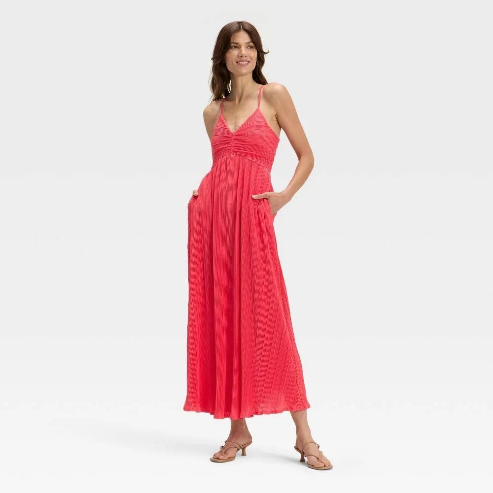 New with Tags - Size M - Women's Pleated Maxi Dress - A New Day Coral M   Whatnot: Shop, Sell, Connect