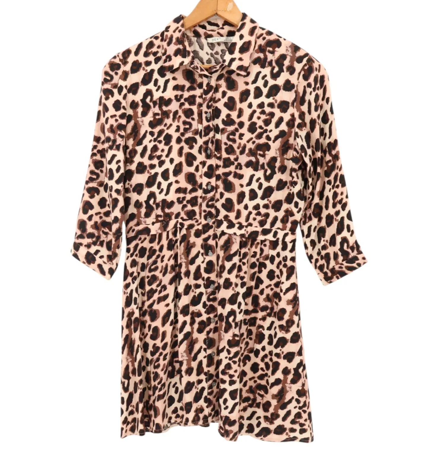 Product image for Leopard Print Shirt Dress Button Animal Print Business Casual Indie Size S - Dex
