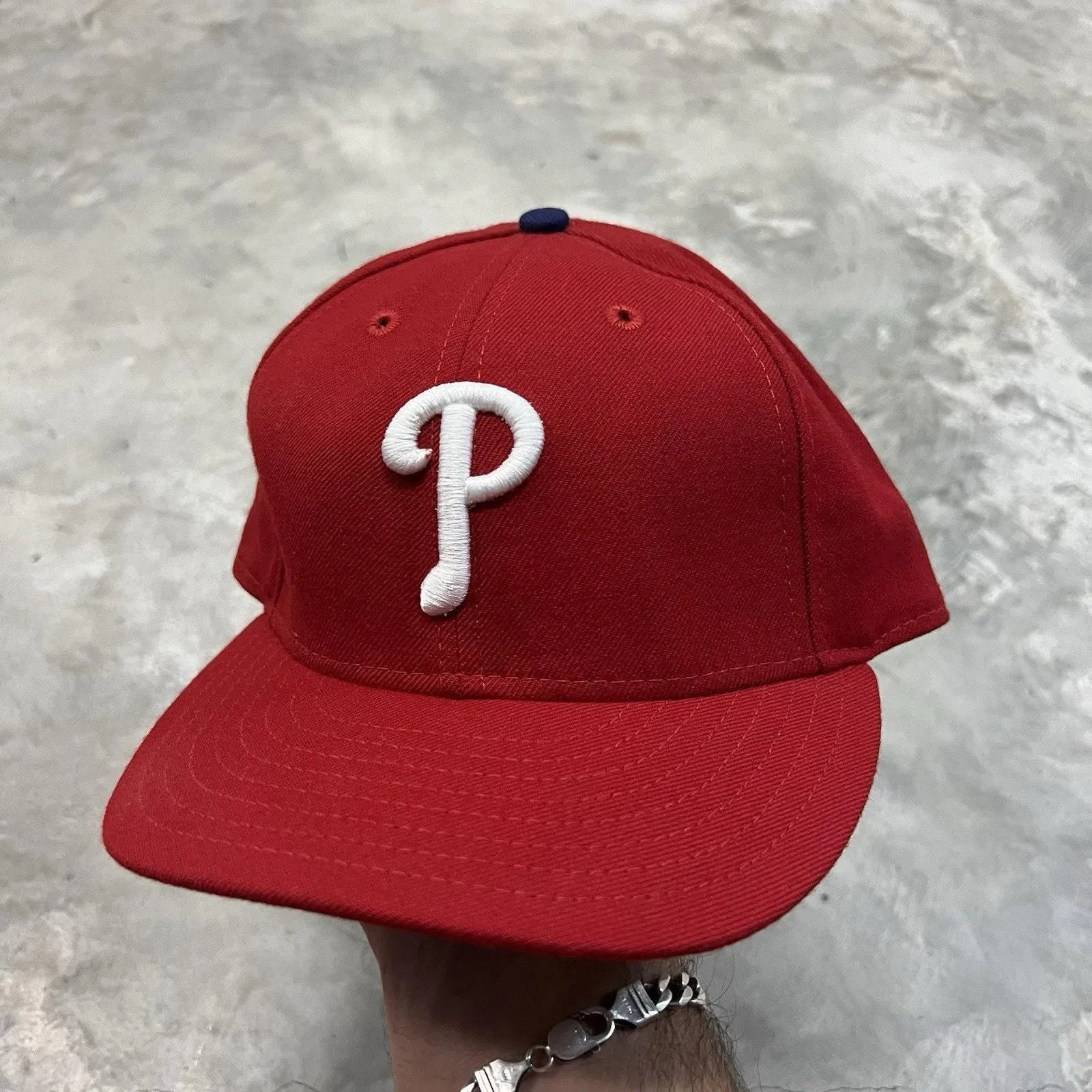 Product image for Vintage Philadelphia Phillies New Era Pro Model Fitted Hat 7 3/8 Wool Made n USA - New Era