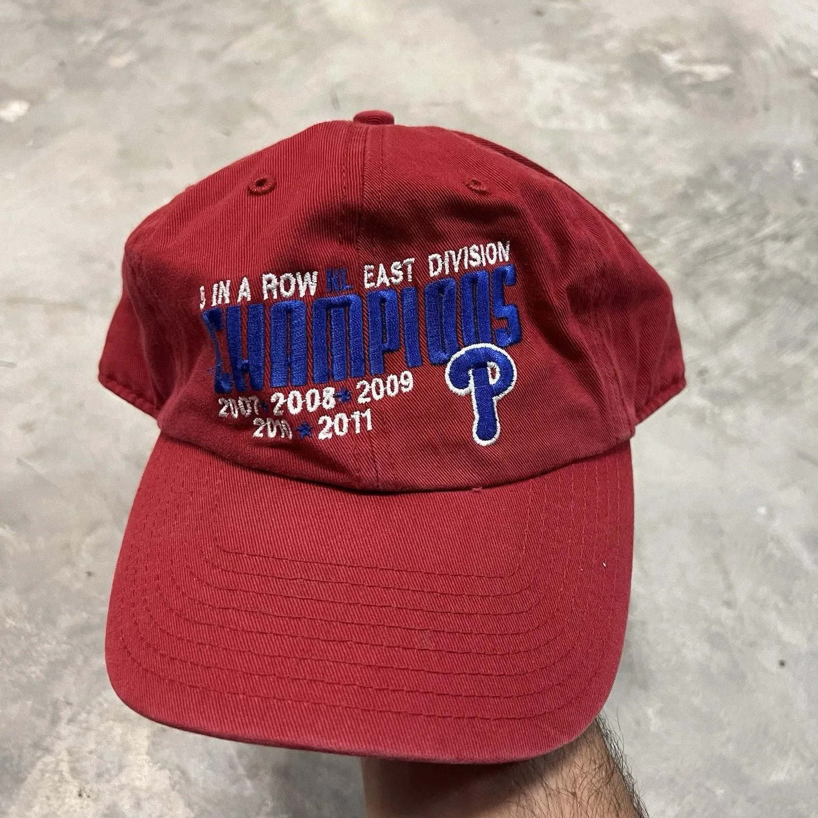 Product image for Philadelphia Phillies 5 In A Row Champions Red Adjustable Baseball Cap Hat 47’ - ’47
