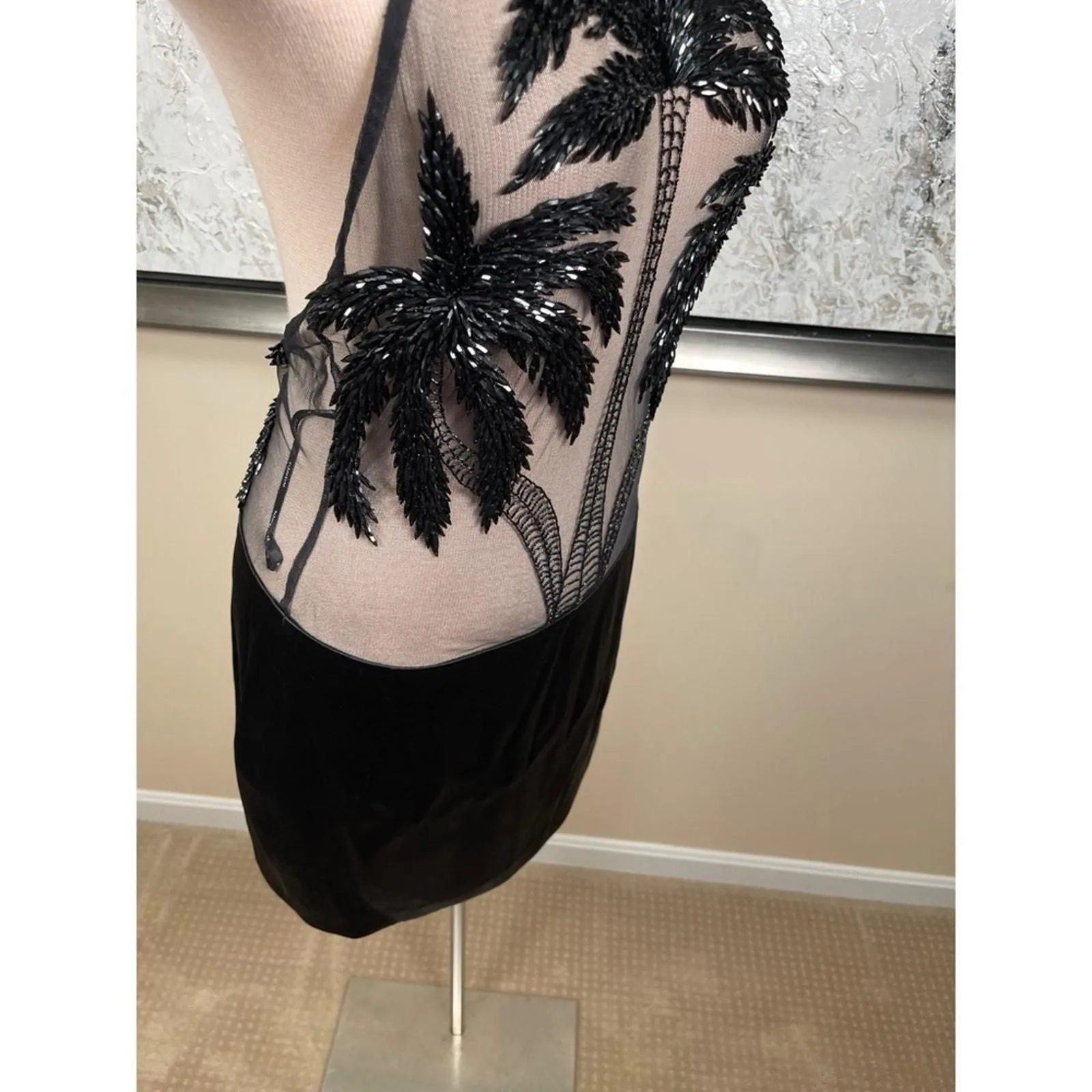 Retrofete Ondine Sequin Embellished Palm Tree Sheer Black Mini Dress Size  Medium - Retrofete  Whatnot: Shop, Sell, Connect