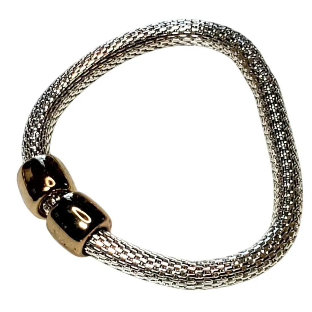 Product image for Slightly Stretchy Silver and Gold Tone Bead Bracelet 9" - Bracelet - 8.6 - 9 in - pre-owned---excellent