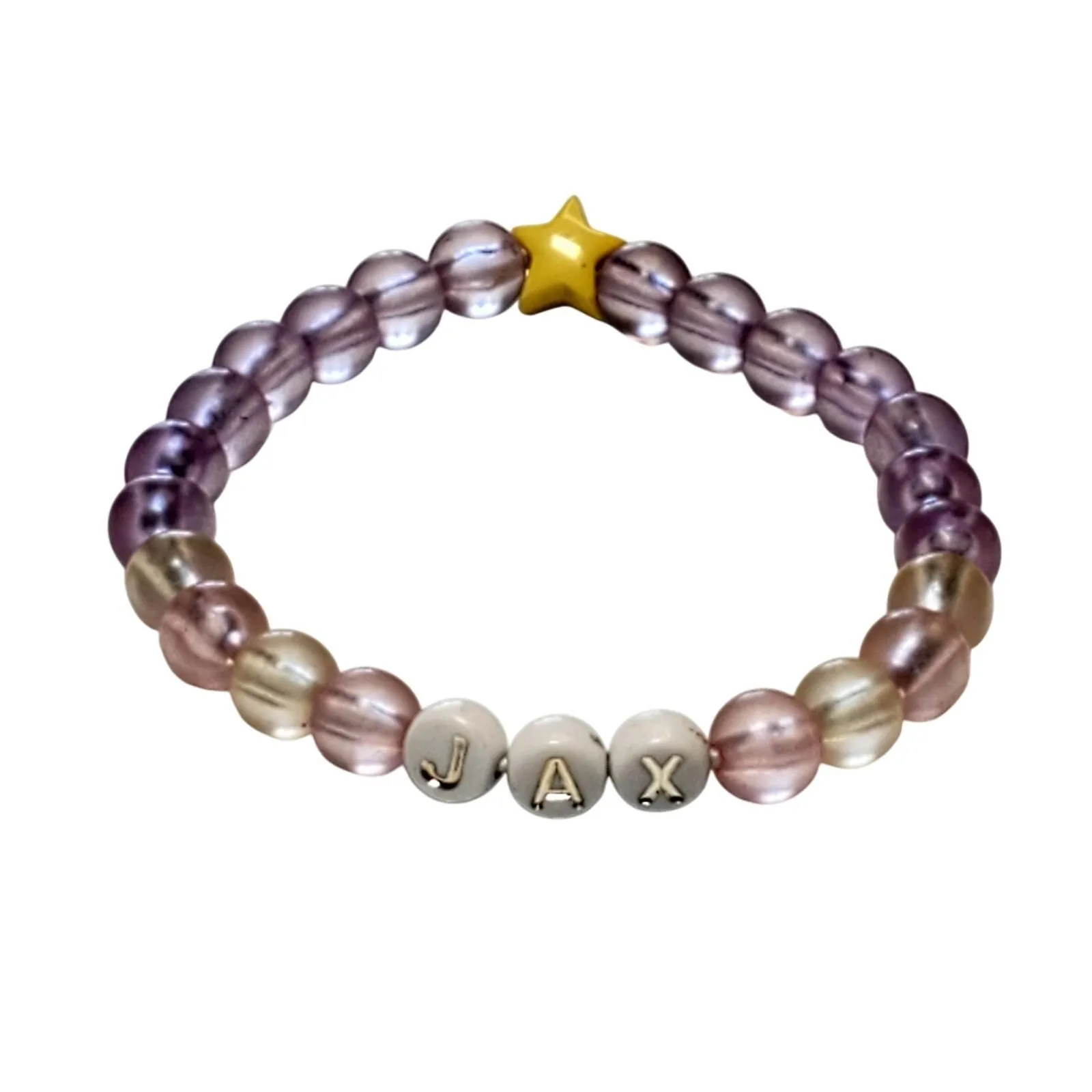 Product image for Transparent Purple Beaded Stretch Bracelet Jax Yellow Star 7" - 6.6 - 7 in - Bracelet - pre-owned---excellent