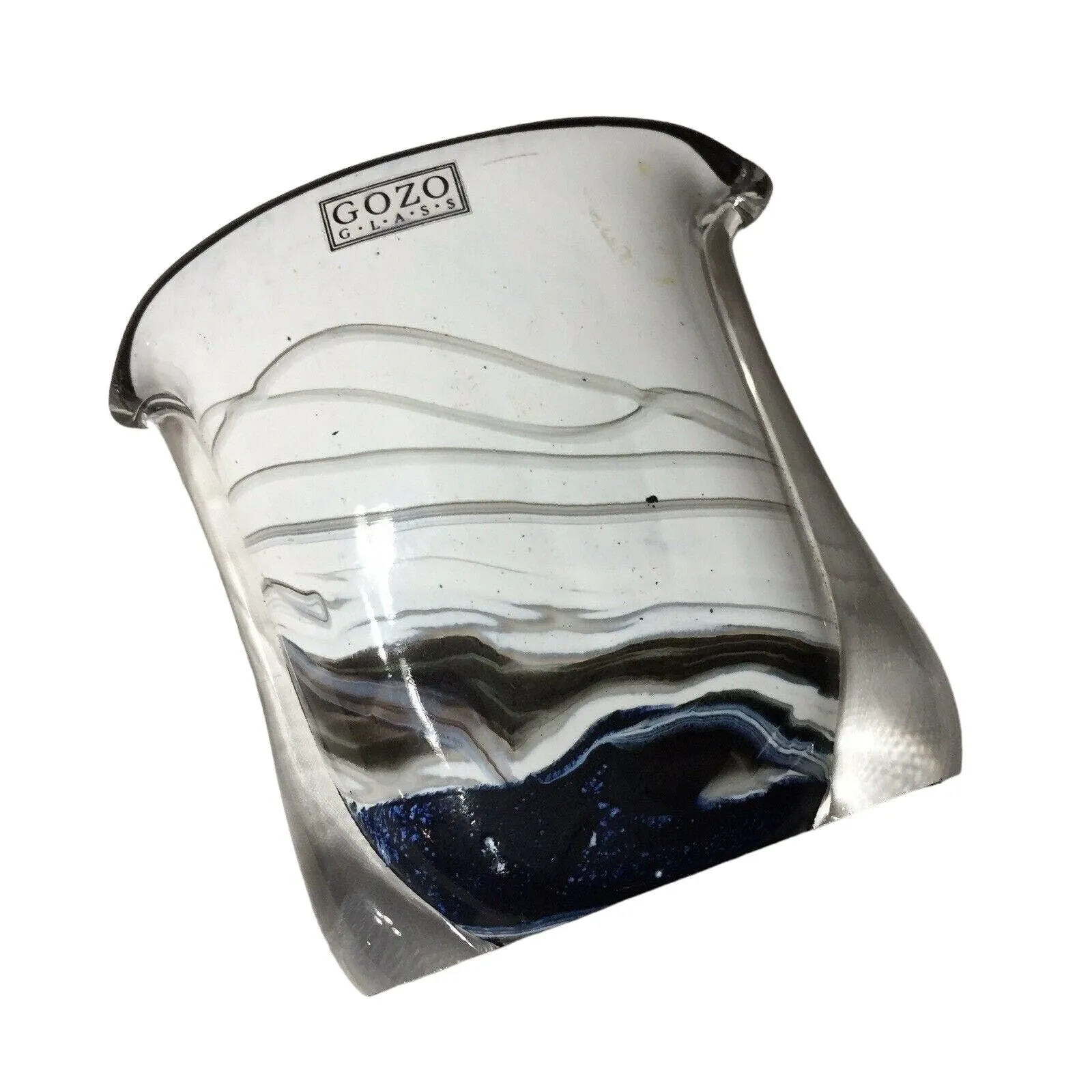 Product image for Gozo Glass Navy Blue and White Noir Mini Vase Maltese Collectible Art Glass