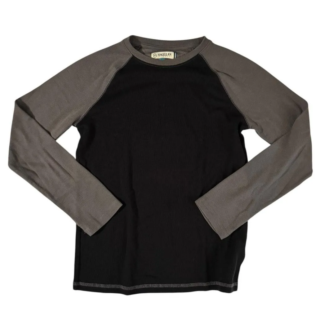 Magellan Boys Large Thermal Tee Black Gray Sleeves Classic Fit