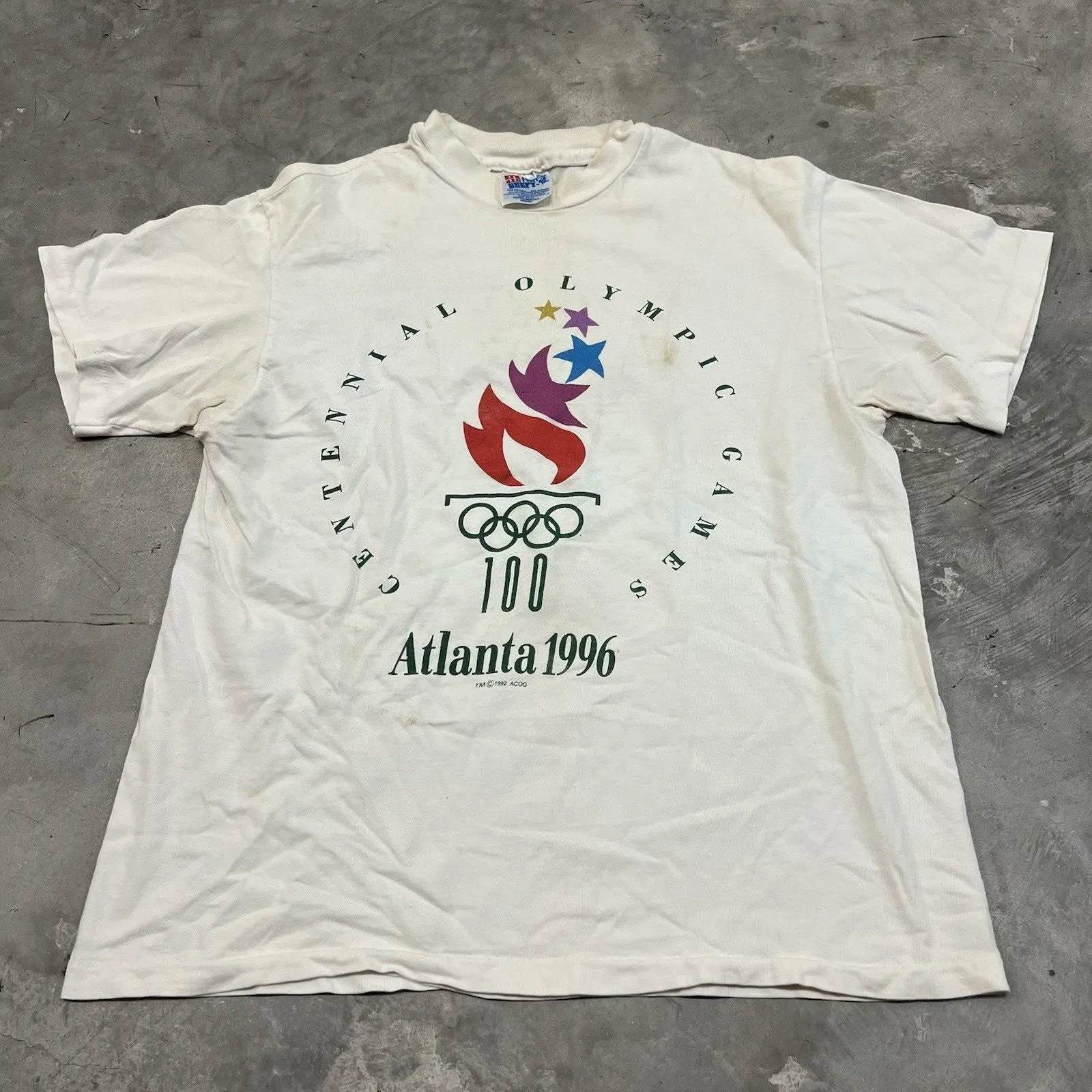 Product image for Vintage 1996 Atlanta Centennial Olympic Games T-Shirt Size Med Made in USA 1992 - Hanes