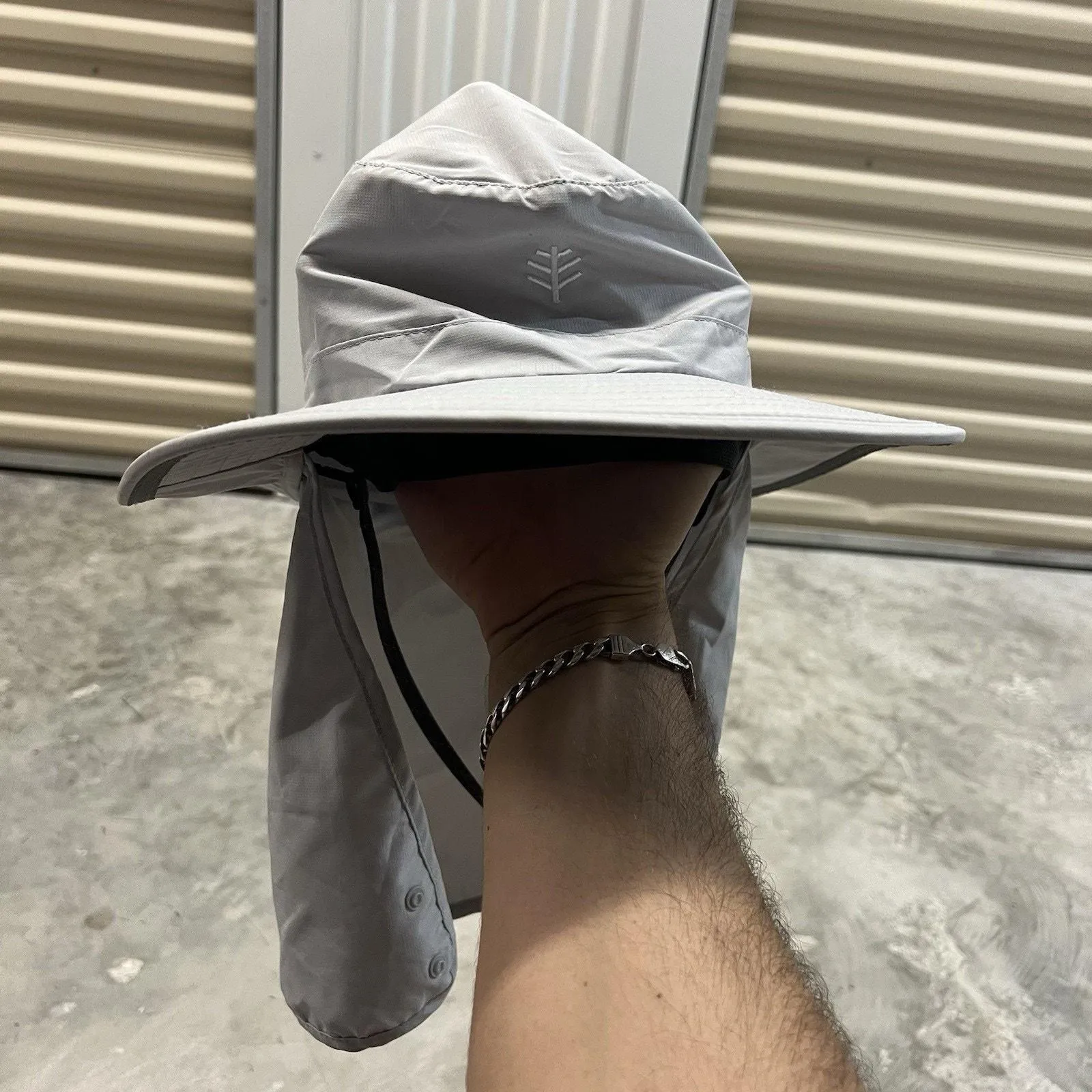 Product image for Coolibar Unisex Convertible Boating Hat Sun Protective Size S/M Gray Neck Cover - Coolibar