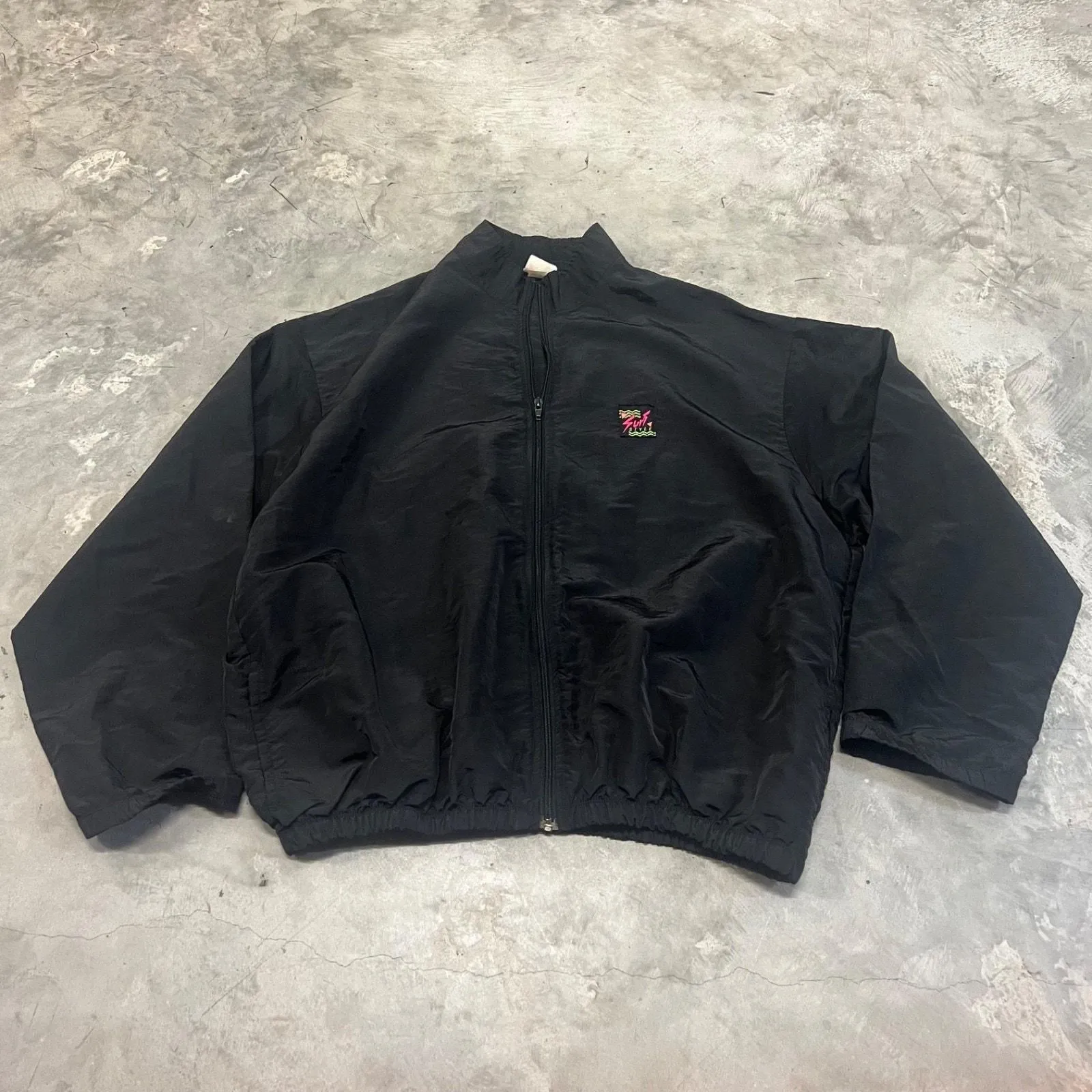 Product image for Surf Style Black Vintage Windbreaker Unisex One Size - surf style