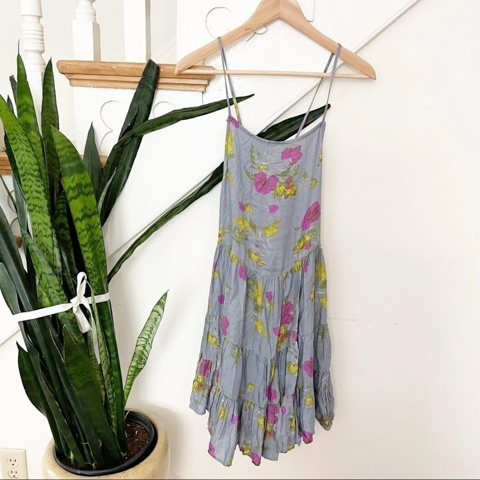 Product image for Free people gray floral purple pattern mini dress - new-without-tags - Free People