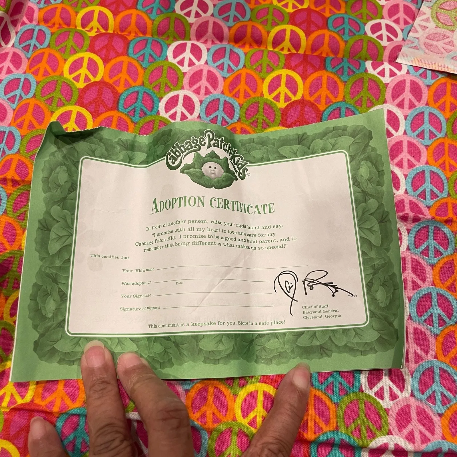 Product image for Cabbage patch Kids Adoption Certificate