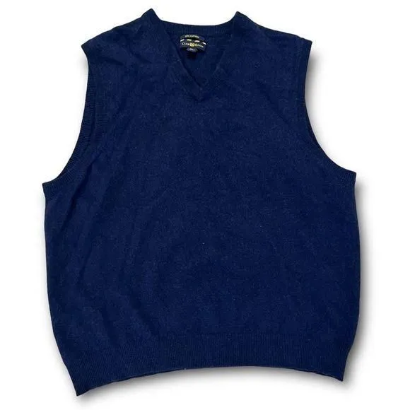 Product image for Club Room 100% Cashmere Navy Blue Sweater Vest Size XL