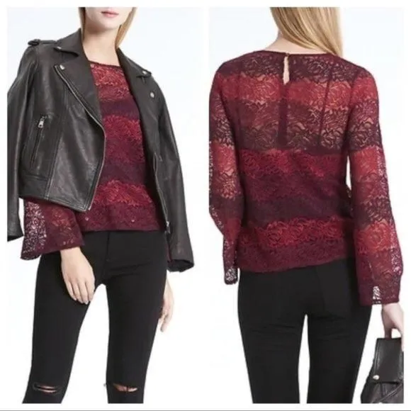 Product image for Banana Republic Lace Long Sleeve Blouse Top Size XS