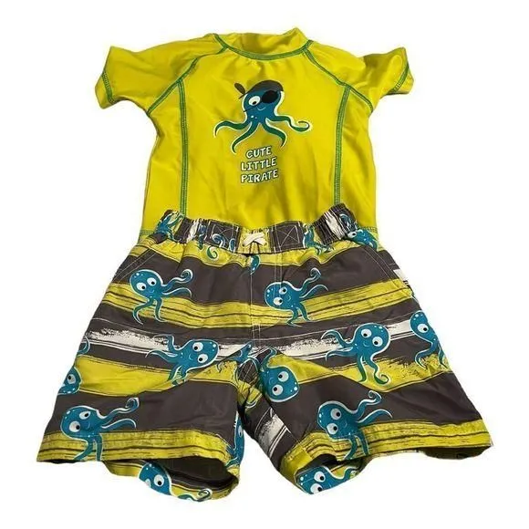 Product image for WIPPETTE BOY'S Octopus Rashguard, Short  Swim Set