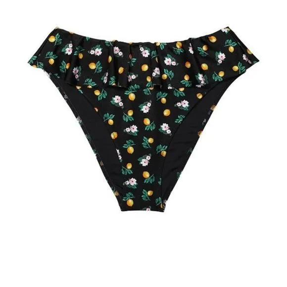 Product image for Victorias Secret Ruffled Cheeky Swim Bikini Bottom High Waist Lemons Large