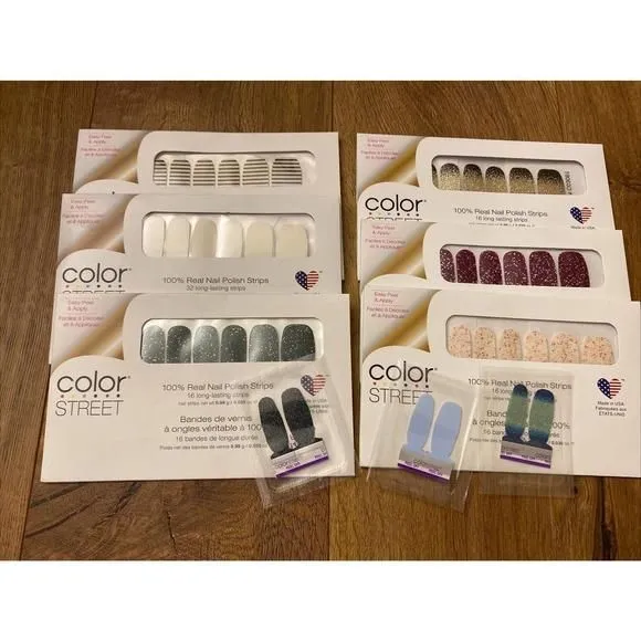 Product image for Color Street Lot Of 6 Sets Glitter Design Clear Nail Polish Strips and 3 twosies