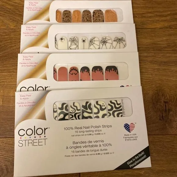 Product image for 4x Color Street Nail Polish Strips Halloween Spooky Pumpkin Ghosts
