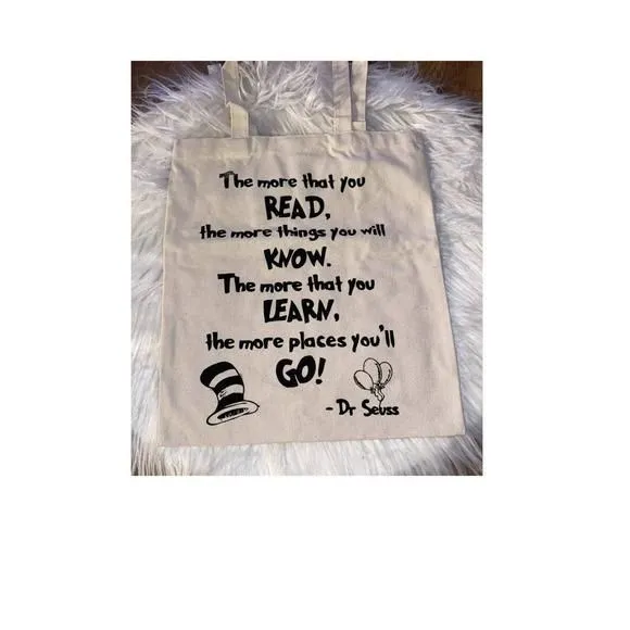 Product image for Dr Seuss Beach Tote Grocery Shopping Bag The More That You Read