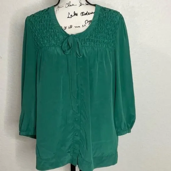 Product image for 584- Joie NWOT Emerald Green Silk Top, Size Large