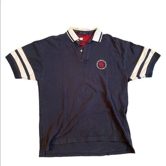 Product image for Tommy Hilfiger navy short sleeve polo size medium