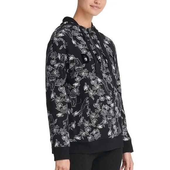 Product image for DKNY Sport Women's Sumatra Print Half Zip Active/Outer-wear Hoodie Black Size: L
