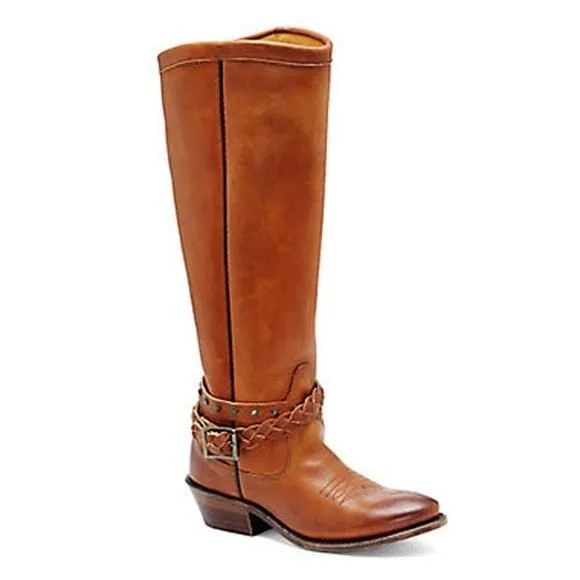 Product image for Vince Camuto Richita Braided Buckle Western Boot Tobacco Stampede