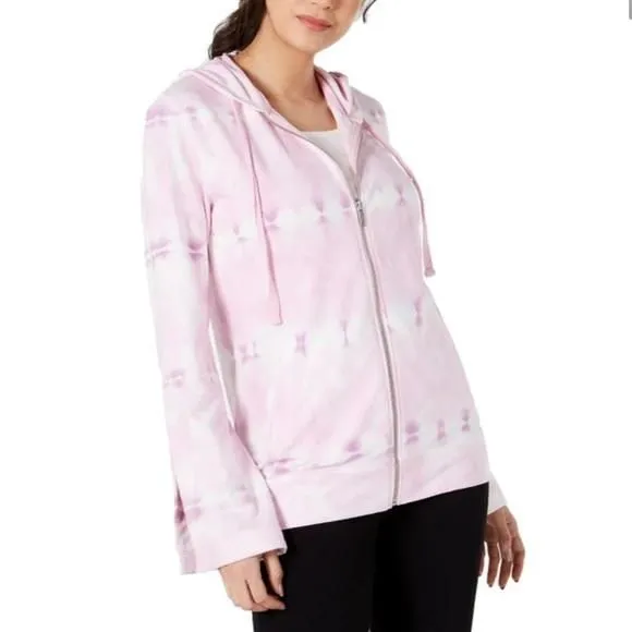 Product image for Ideology Women's Tie-Dyed Bell-Sleeve Hoodie Pink