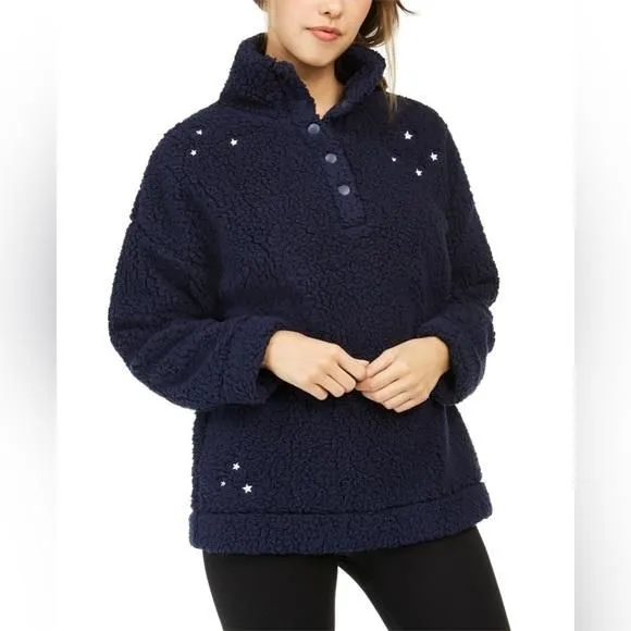 Product image for Jenni Women's Faux Sherpa Cozy Pullover Placed Stars