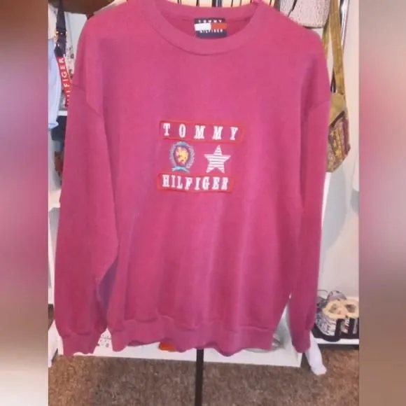 Product image for Vintage Tommy Hilfiger burgundy sweatshirt size large