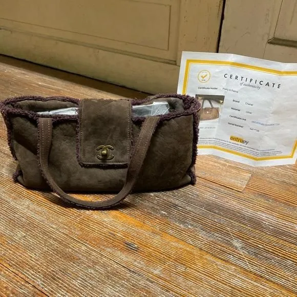 Product image for Chanel Brown Suede Shearling Bag