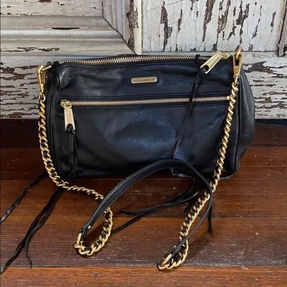 Product image for Rebecca Minkoff Black leather fringe crossbody