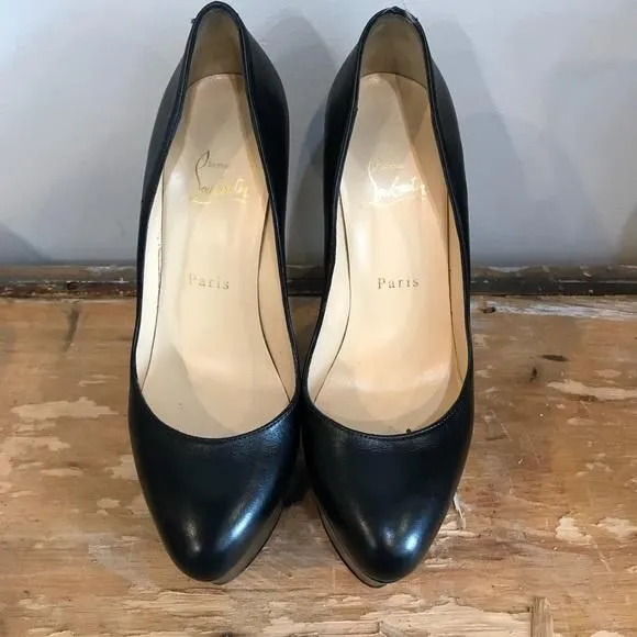 Product image for Christian Louboutin Black Leather Platforms