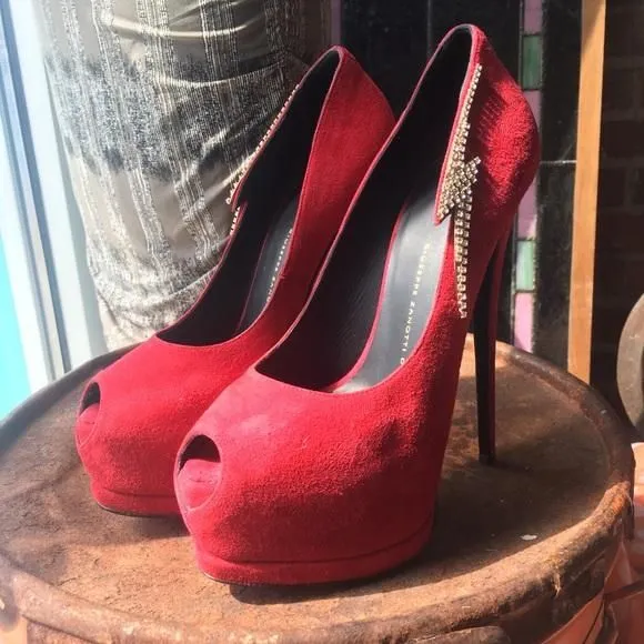 Product image for Giuseppe Zanotti Suede Peep-toe Platforms