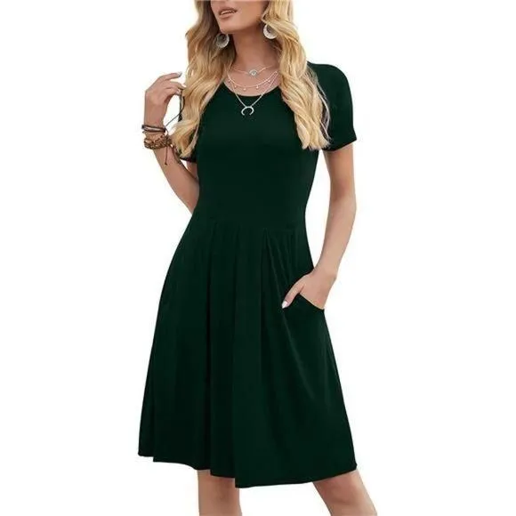 Product image for Women's Casual Flowy Pleated Loose Dresses with Pockets