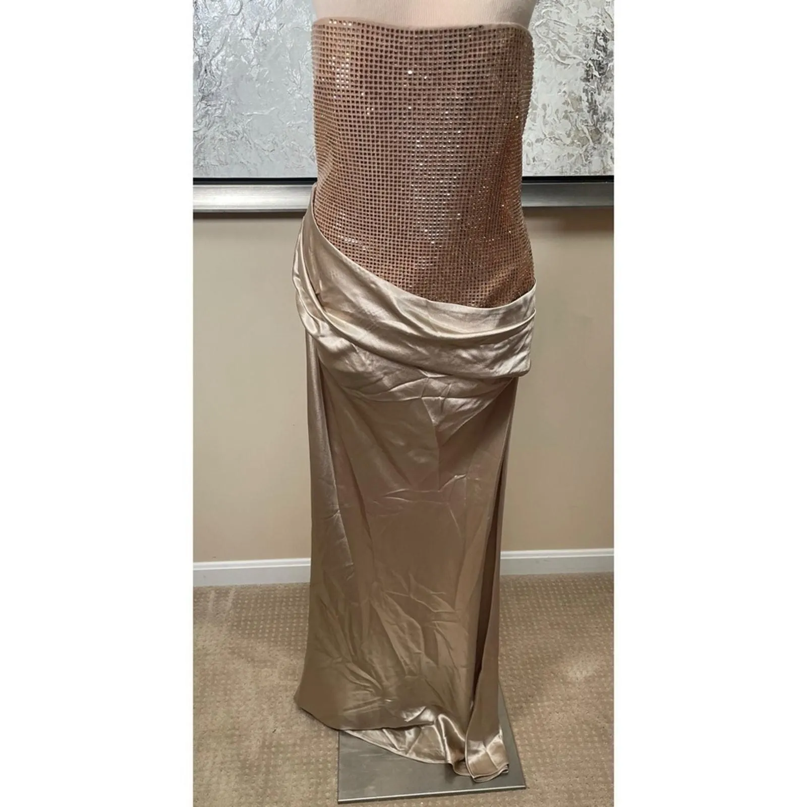 Retrofete Alexandra Strapless Crystal Embellished Ruched Draped Maxi Dress  Sz M - new-with-tags - Retrofete  Whatnot: Shop, Sell, Connect