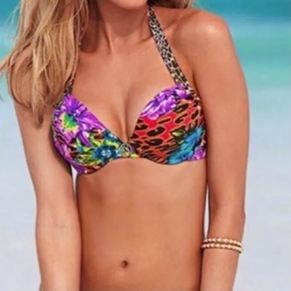 Product image for Victoria’s Secret Tropical Cheetah Bombshell Bikini Halter Top