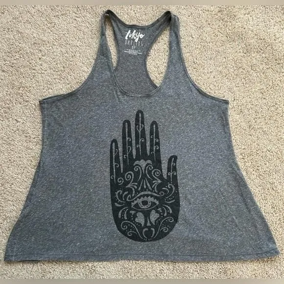 Product image for Tokyo Darling Gray Hand of Hamsa Tank
