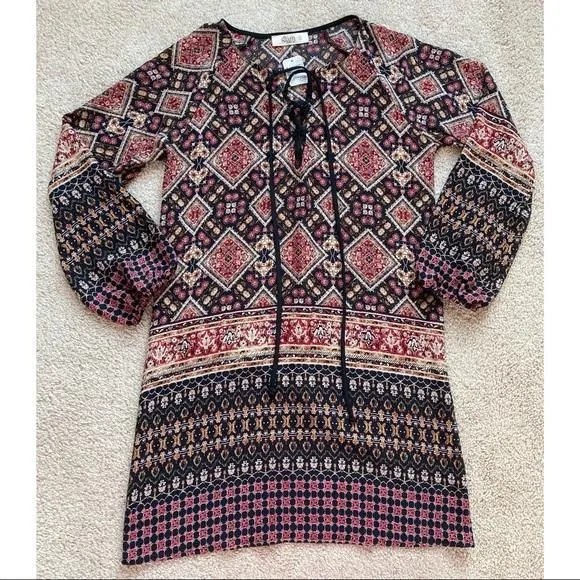 Product image for Glam American Made Boho Lace Up Sheer Dress