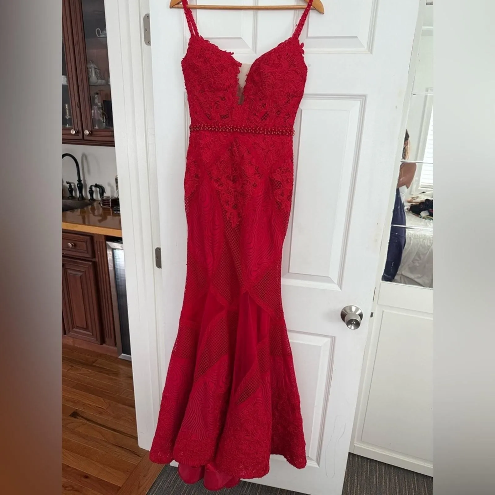 open lace back dress Simple A-Line Satin Long Prom Dress Formal Dress with Split US4 / Custom Color main image 0