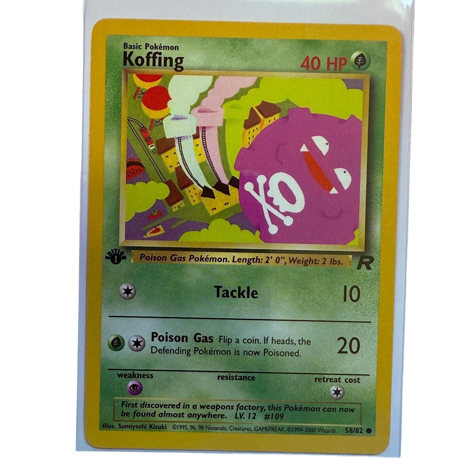 koffing pokemon card 1995 Carte Pokmon [G] Smelly Gas (10) Flip a coin 1995 Pokmon card Koffing (first