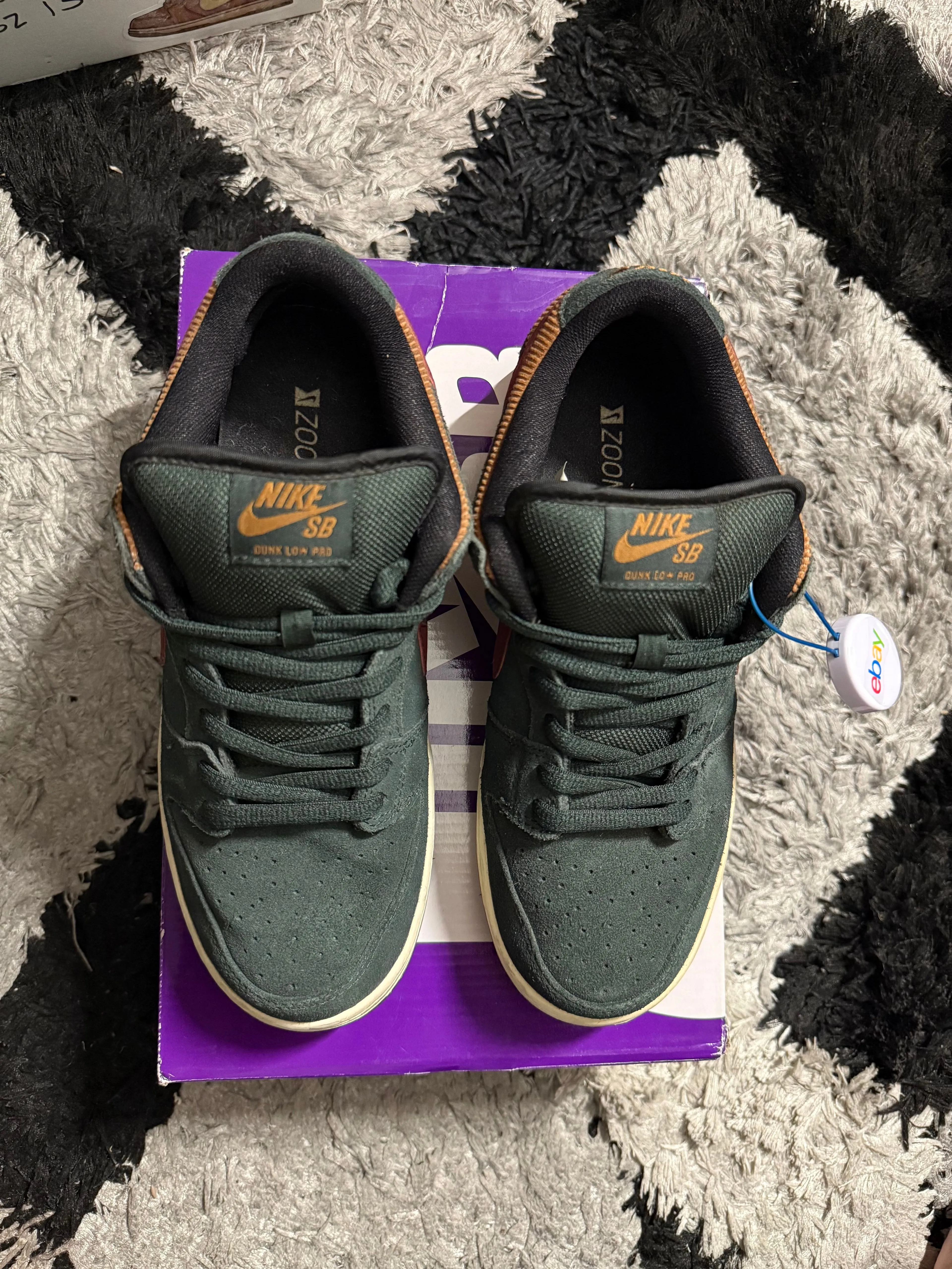 Size 9 - Nike SB Dunk Low Pro Spruce 2013 Corduroy Ale Brown