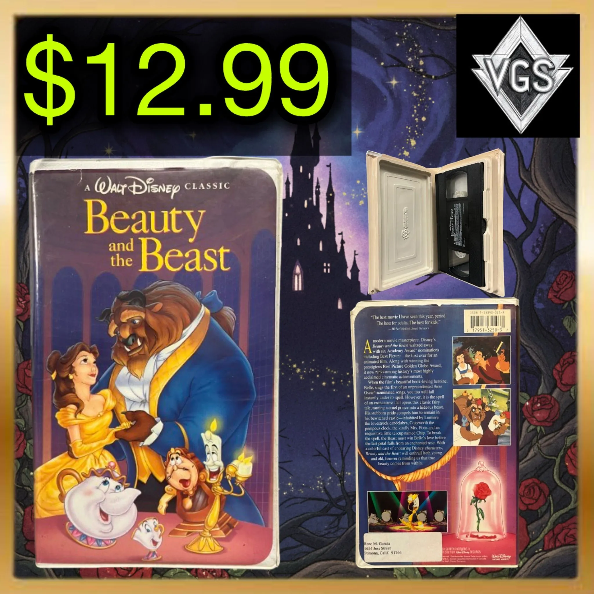 VINTAGE* Beauty and the Beast (1992 VHS, Walt Disney Classic