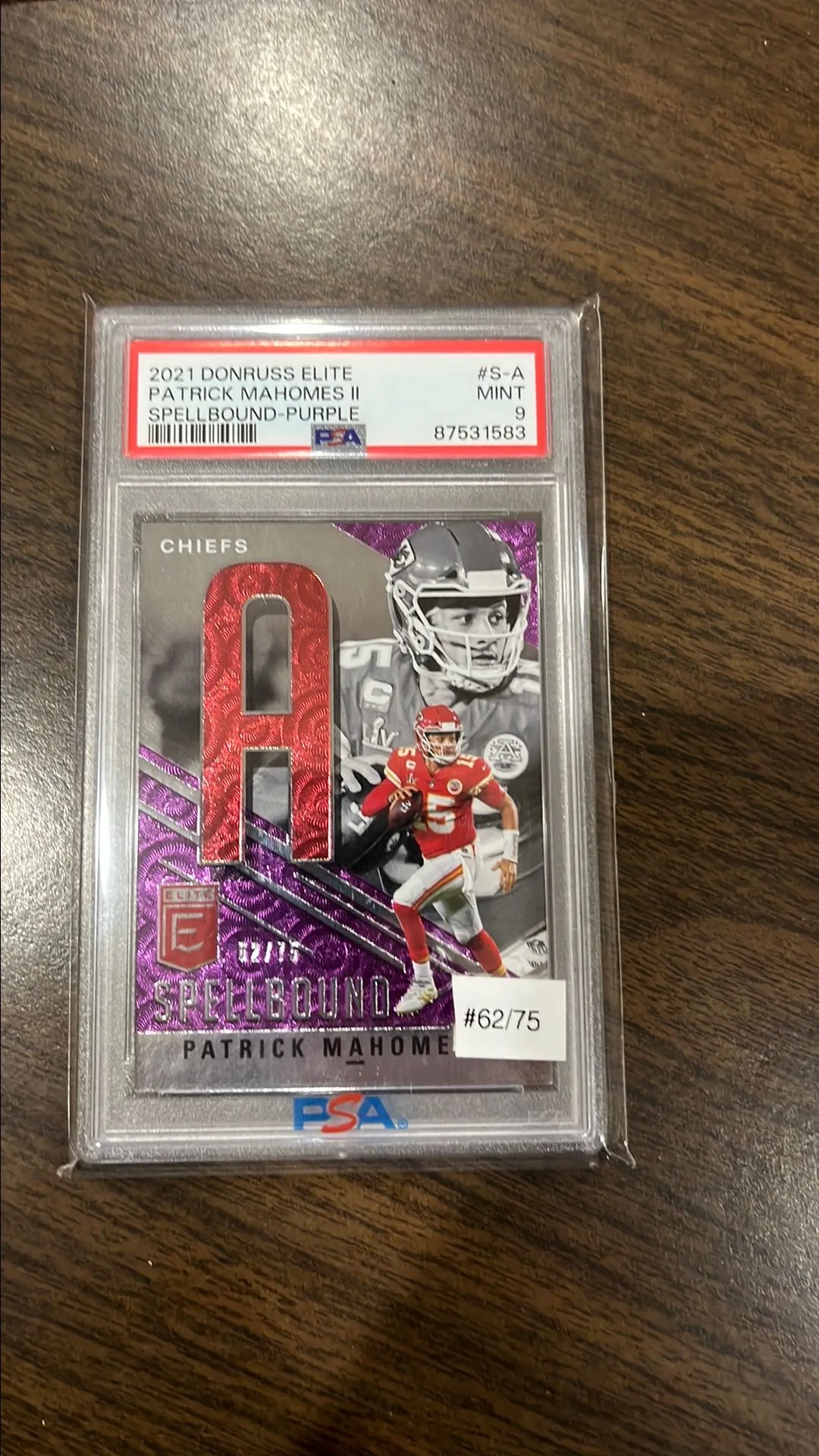 2021 Donruss shops Elite Patrick Mahomes Spellbound PSA 9 Mint